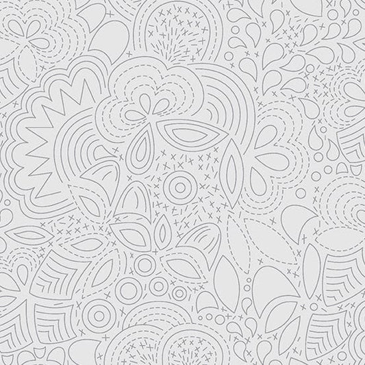 Cotton quilting fabric pattern called 'Stitched in Shadow'. Part of the 'Sunprint' fabric collection. Designed by Alison Glass for fabric company Andover Fabrics. SKU: A-8450-L1. 44-45 inch width.