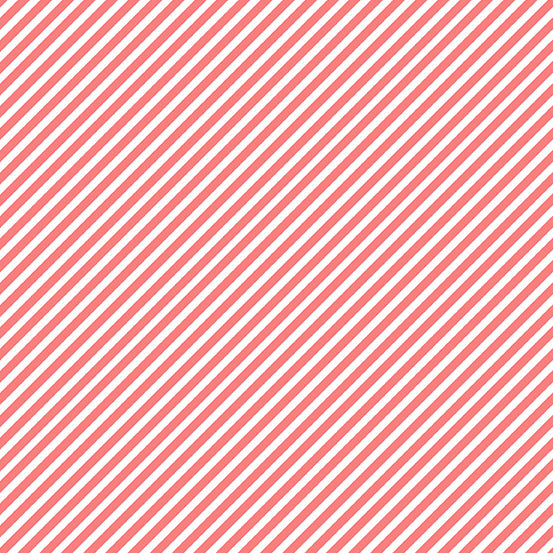 Cotton quilting fabric pattern called 'Candy Stripe in Grapefruit'. Part of the 'Sweet Shoppe' fabric collection. Designed by Windham Fabrics for fabric company Windham Fabrics. SKU: A-9236-O1. 44-45 inch width.