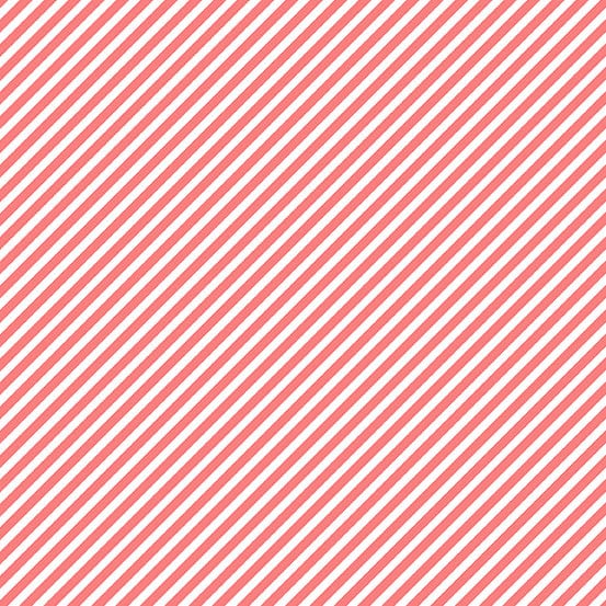 Cotton quilting fabric pattern called 'Candy Stripe in Grapefruit'. Part of the 'Sweet Shoppe' fabric collection. Designed by Windham Fabrics for fabric company Windham Fabrics. SKU: A-9236-O1. 44-45 inch width.