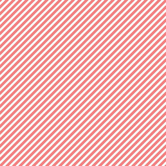 Cotton quilting fabric pattern called 'Candy Stripe in Grapefruit'. Part of the 'Sweet Shoppe' fabric collection. Designed by Windham Fabrics for fabric company Windham Fabrics. SKU: A-9236-O1. 44-45 inch width.