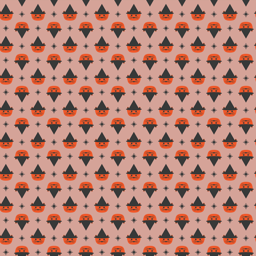 GhostTown - Cats in Orange - Figo Fabrics - 90519-56 - Half Yard