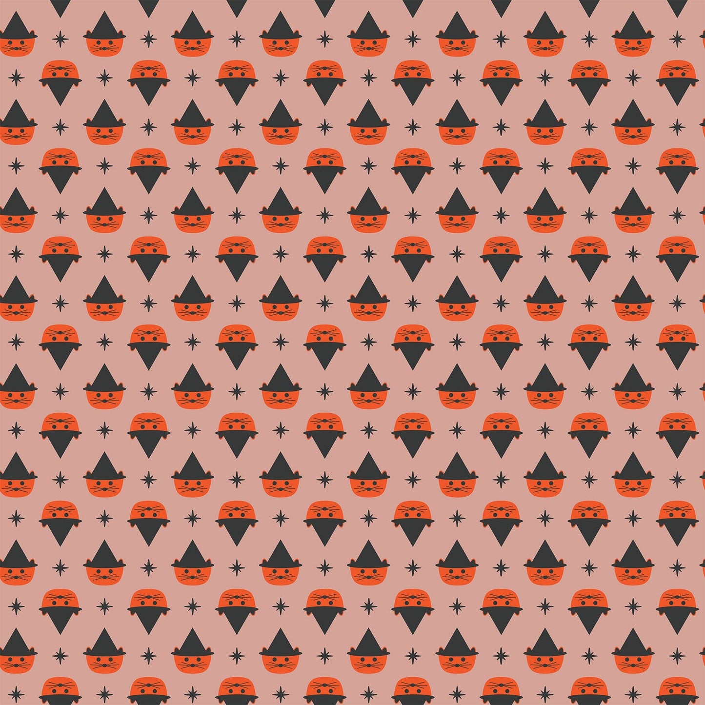 GhostTown - Cats in Orange - Figo Fabrics - 90519-56 - Half Yard