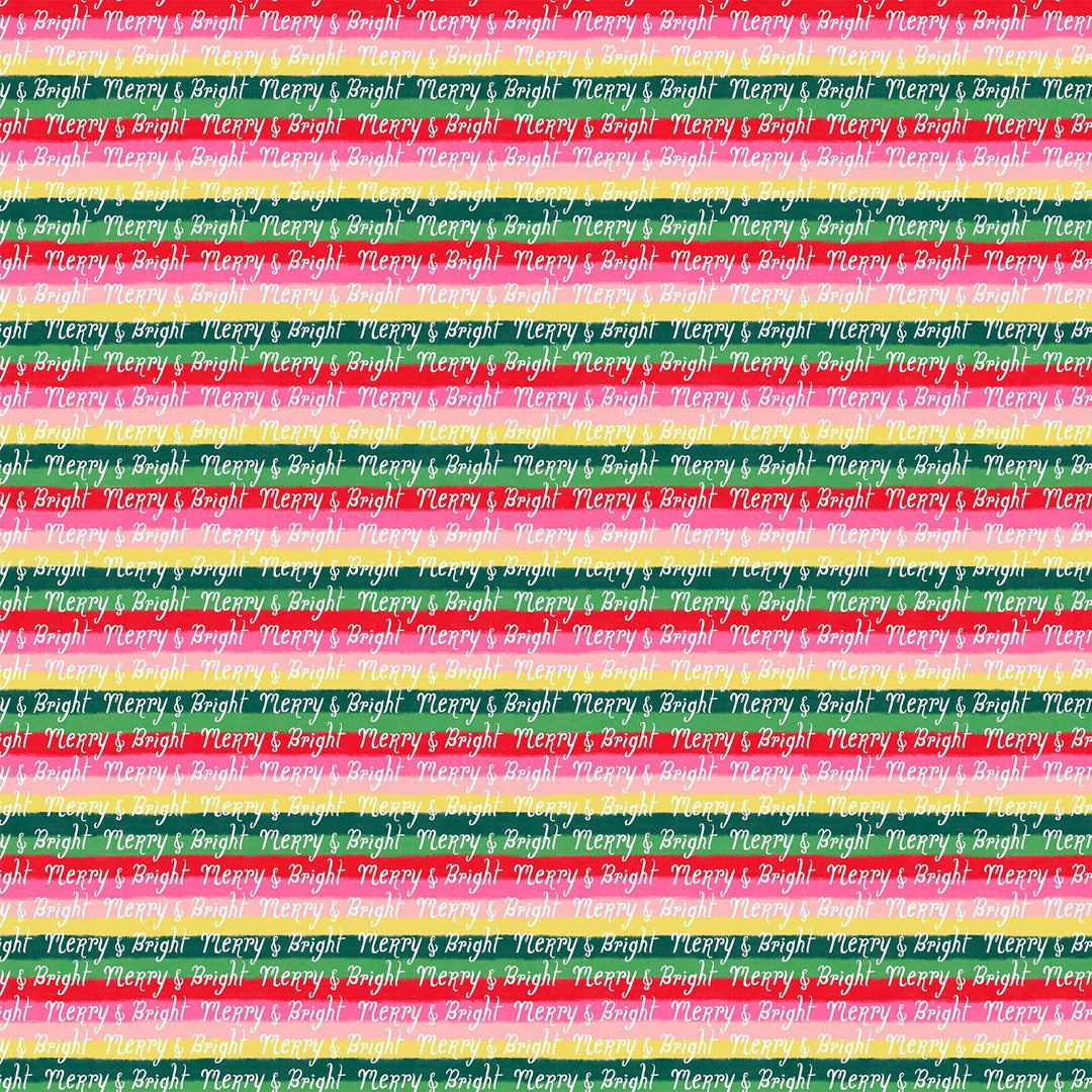 Cotton quilting fabric pattern called 'Stripe in Green Multi'. Part of the 'Merry Kitchmas' fabric collection. Designed by Louise Pretzel for fabric company Figo Fabrics. SKU: 90670-76. 44-45 inch width.