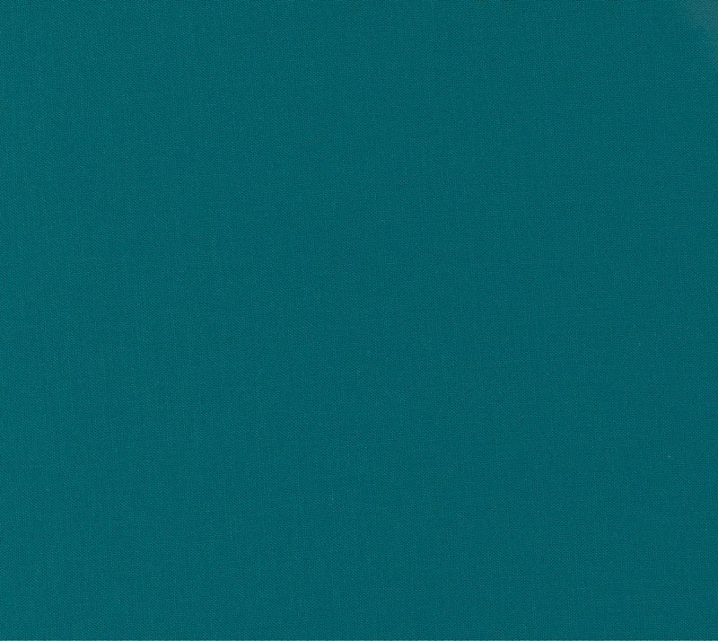 Cotton quilting fabric pattern called 'Dark Teal'. Part of the 'Bella Solids' fabric collection. Designed by Moda Fabrics for fabric company Moda Fabrics. SKU: 9900 110. 44-45 inch width.