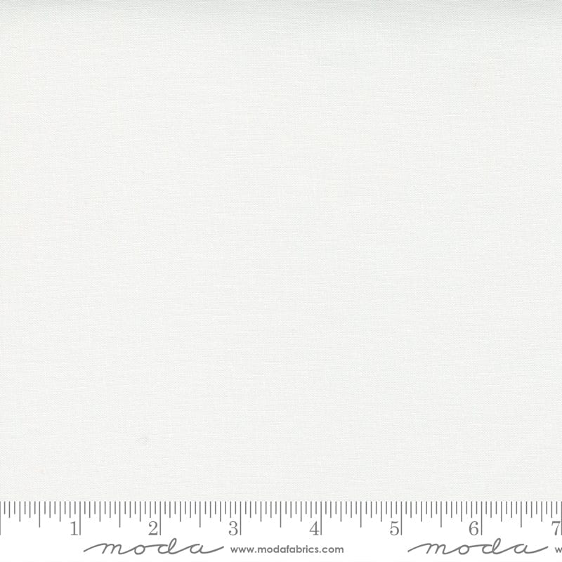 Cotton quilting fabric pattern called 'Off White'. Part of the 'Bella Solids' fabric collection. Designed by Moda Fabrics for fabric company Moda Fabrics. SKU: 9900 200. 44-45 inch width.