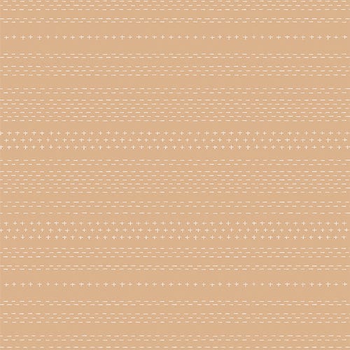 Cotton quilting fabric pattern called 'Sashiko Mending in Tan'. Part of the 'All is Well' fabric collection. Designed by AGF Studio for fabric company Art Gallery Fabrics. SKU: ALW-22401. 44-45 inch width.