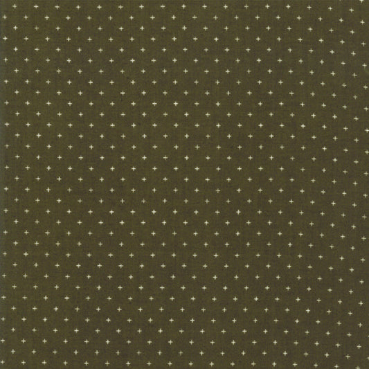 Cotton quilting fabric pattern called 'Add It Up in Mossy'. Part of the 'Alma' fabric collection. Designed by Alexia Abegg for fabric company Moda Fabrics. SKU: RS4005 23. 44-45 inch width.