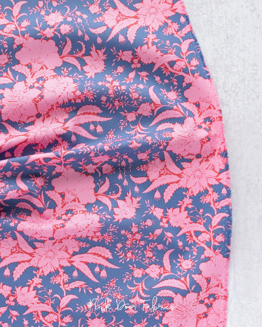 Cotton quilting fabric pattern called 'Abloom in Prussian'. Part of the 'Bloomsville' fabric collection. Designed by Tilda Fabrics for fabric company Tilda Fabrics. SKU: 110076. 44-45 inch width.