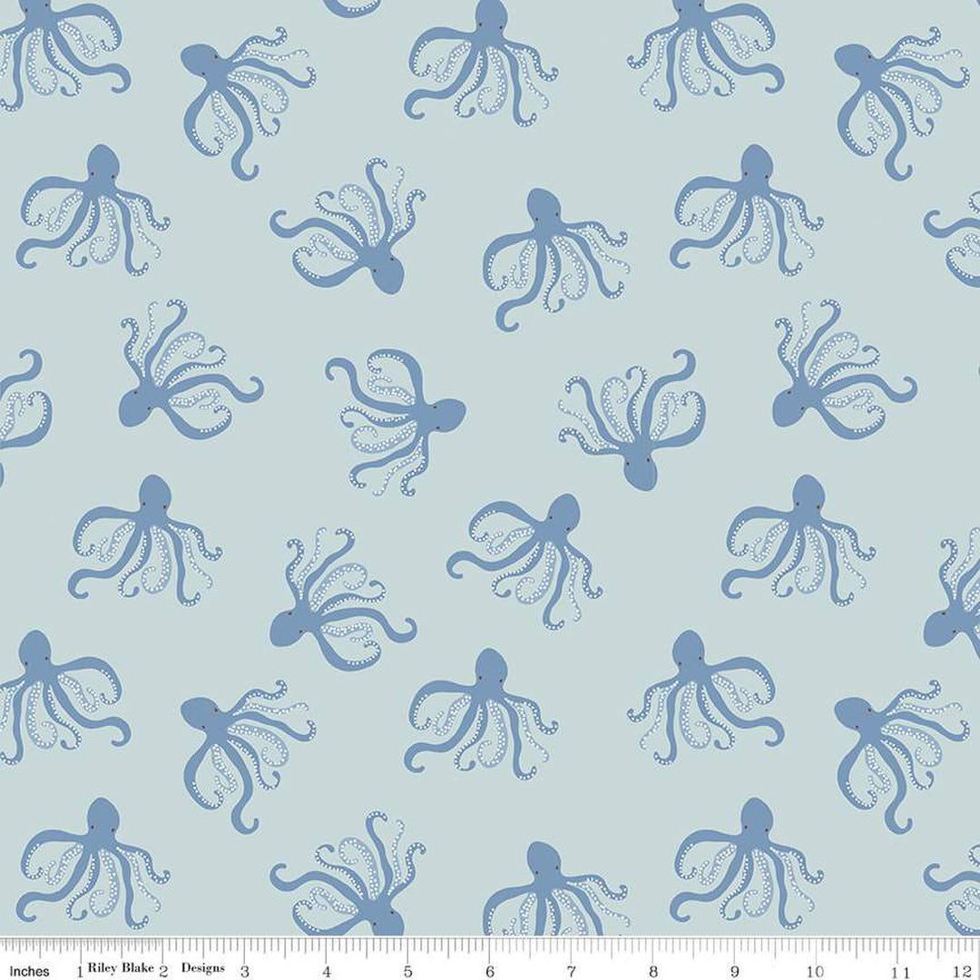 Hoist the Sails - Octopi in Mist - C12985-MIST - Half Yard