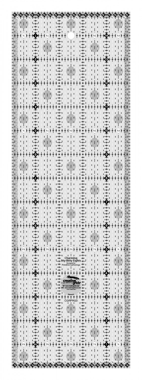 Creative Grids - Charming Itty Bitty Eights 5" x 15" - Clear Grip Ruler - CGRBR3
