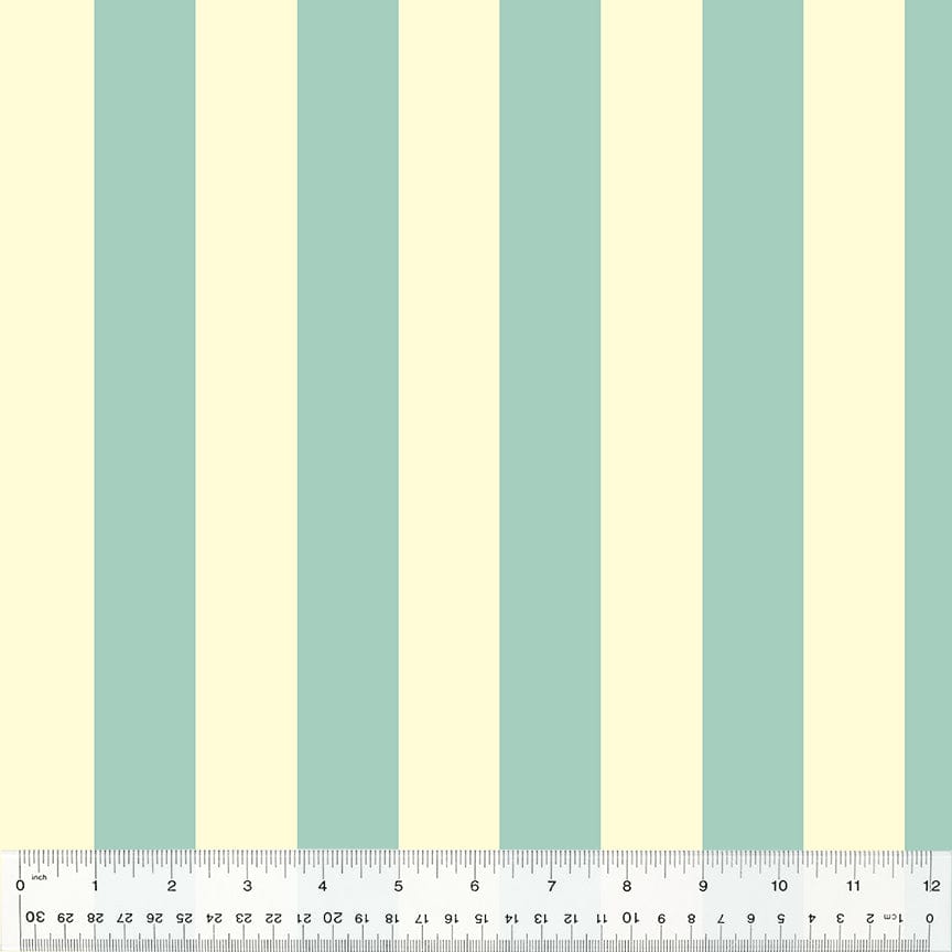Cotton quilting fabric pattern called 'Broadstripe in Ivory'. Part of the 'Forestburgh' fabric collection. Designed by Heather Ross for fabric company Windham Fabrics. SKU: 53850-3. 44-45 inch width.