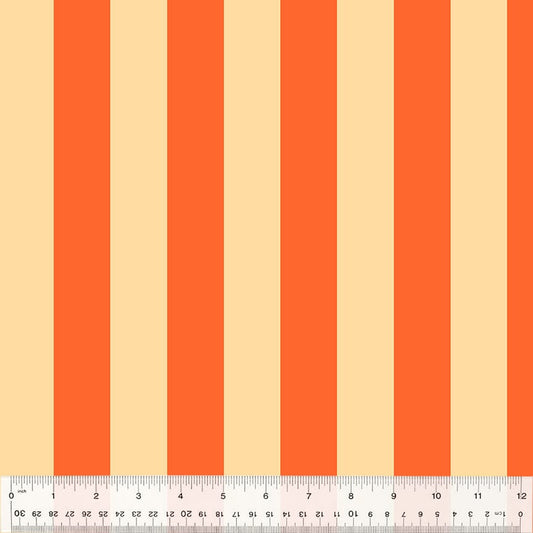 Cotton quilting fabric pattern called 'Broadstripe in Peach'. Part of the 'Forestburgh' fabric collection. Designed by Heather Ross for fabric company Windham Fabrics. SKU: 53850-2. 44-45 inch width.