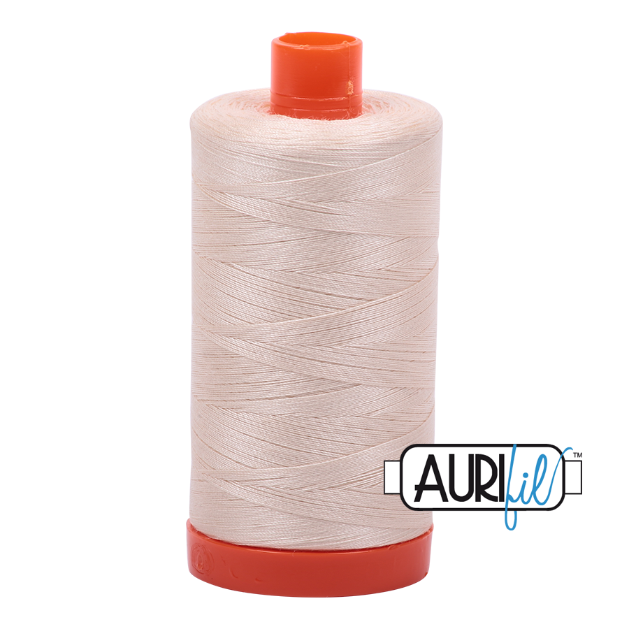 Aurifil Cotton Mako Thread - 50wt - 1300m Spool - Light Sand - MK50SC6 2000