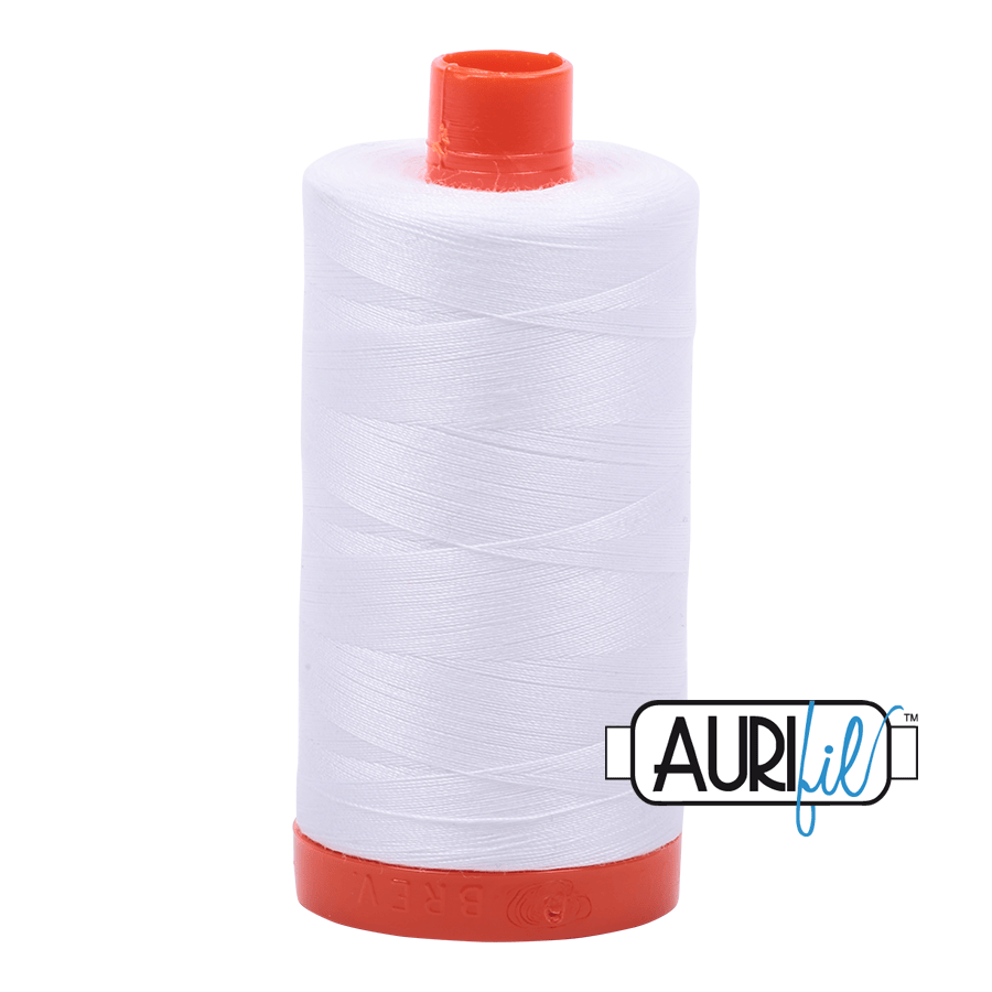 Aurifil Cotton Mako Thread - 50wt - 1300m Spool - White - MK50SC6 2024