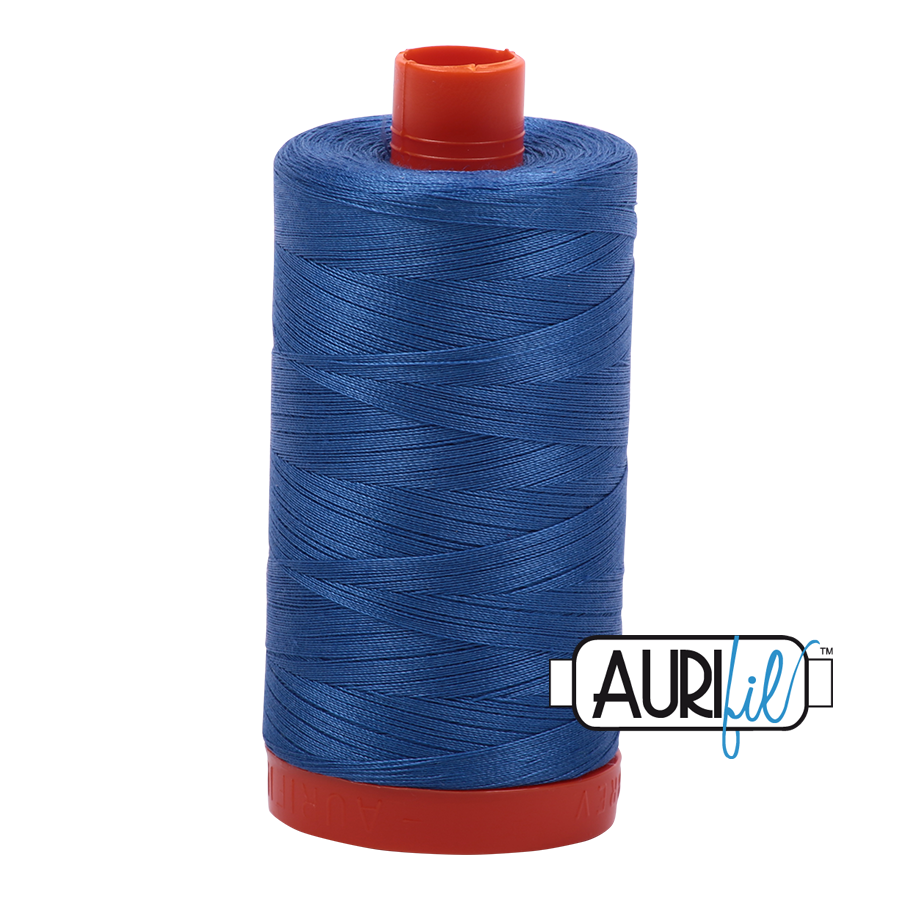 Aurifil Cotton Mako Thread - 50wt - 1300m Spool - Peacock Blue - MK50SC6 6738