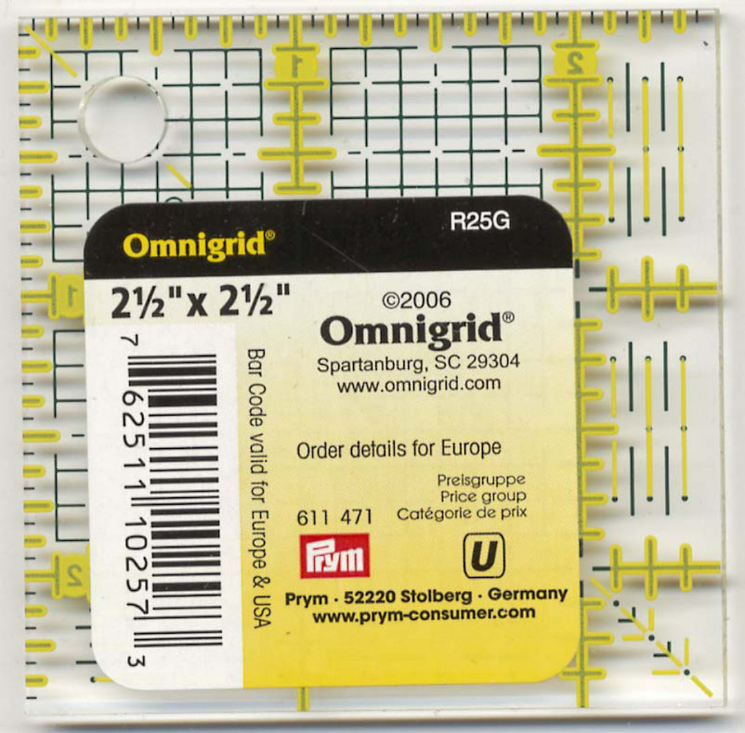 Omnigrid - 2.5" x 2.5" Ruler - OG25G