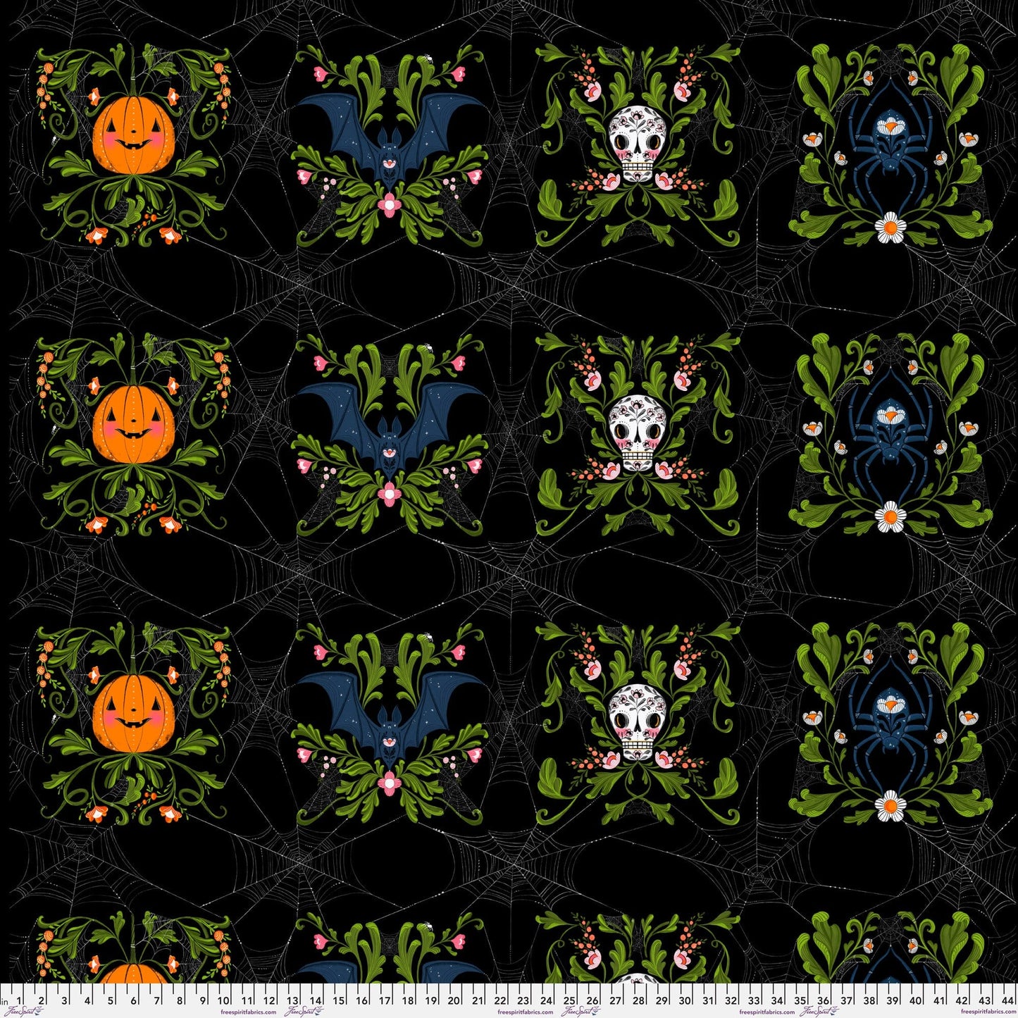 Pretty Creepy - Pretty Creepy in Black - PWCD060.BLACK - Half Yard