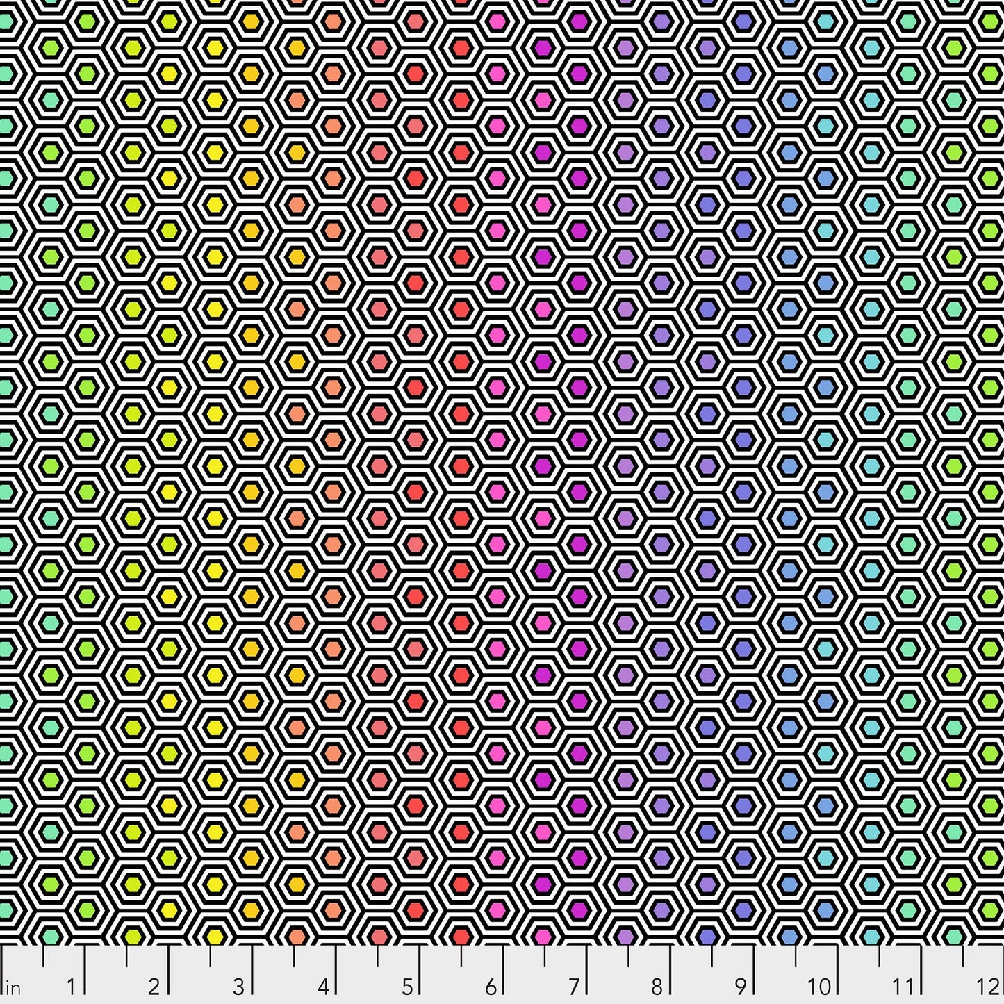 Linework - Hexy Rainbow in Ink - Tula Pink for Free Spirit - PWTP151.INK - Half Yard