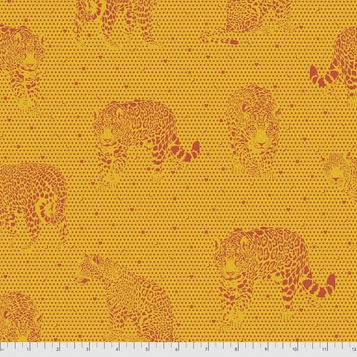 Daydreamer - Lil' Jaguars in Papaya - Tula Pink for Free Spirit - PWTP174.PAPAY - Half Yard