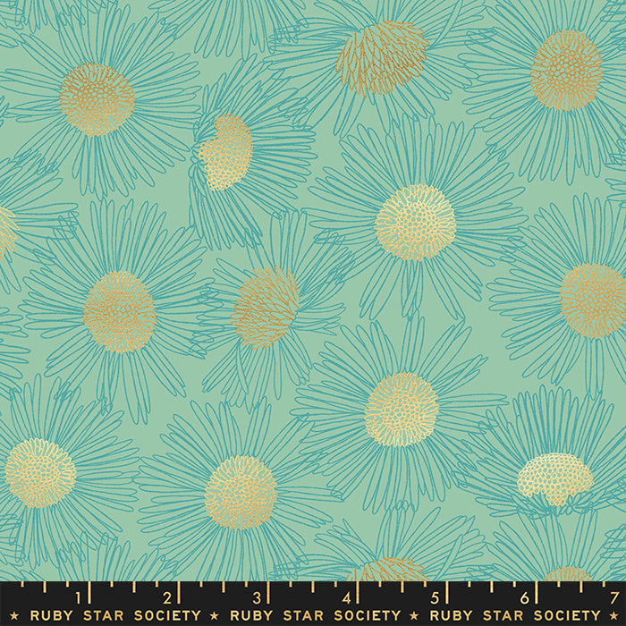 Reverie - Daisy Sketch in Moss - RS0055 16M - Half Yard