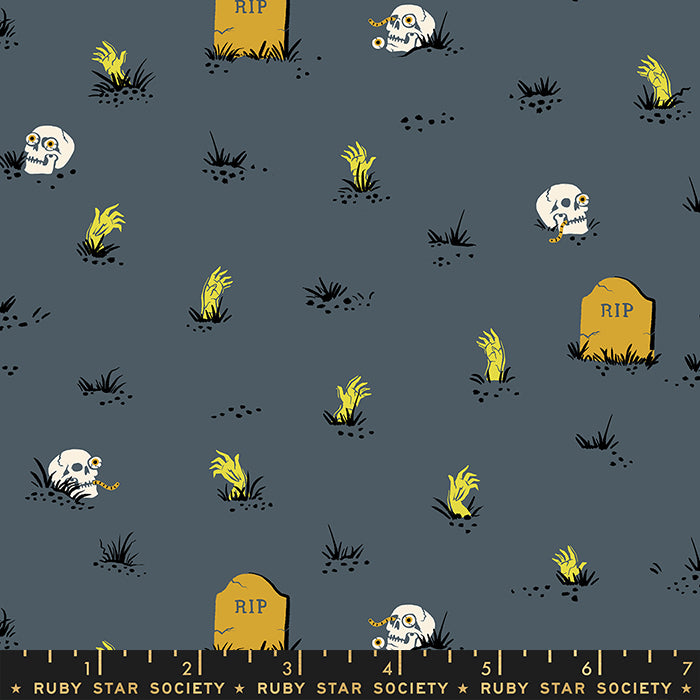 Tiny Frights - Graveyard in Ghostly Glow in the Dark - RS5122 16G - Half Yard