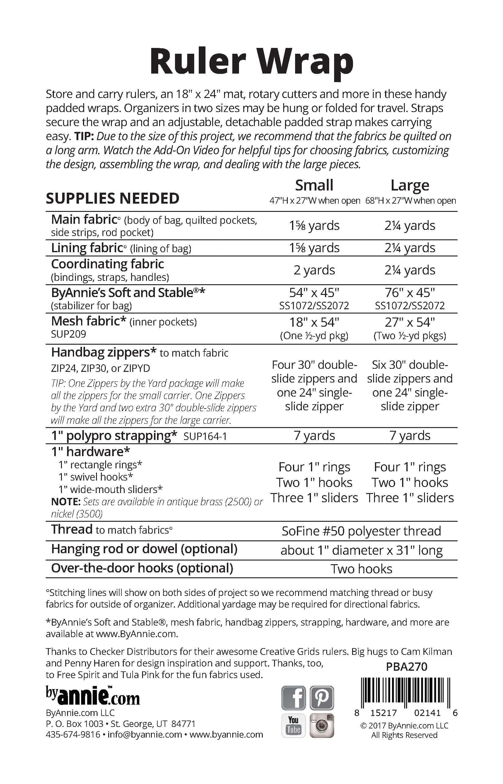 Ruler Wrap - Patterns by Annie - Paper Pattern - PBA270