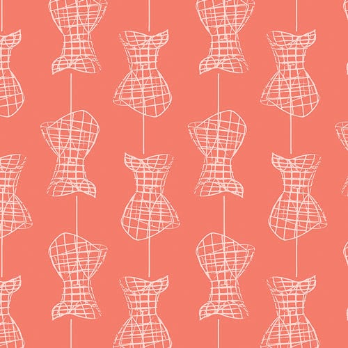 Cotton quilting fabric pattern called 'Feminine Form'. Part of the 'Sew Obsessed' fabric collection. Designed by AGF Studio for fabric company Art Gallery Fabrics. SKU: SEW24904. 44-45 inch width.