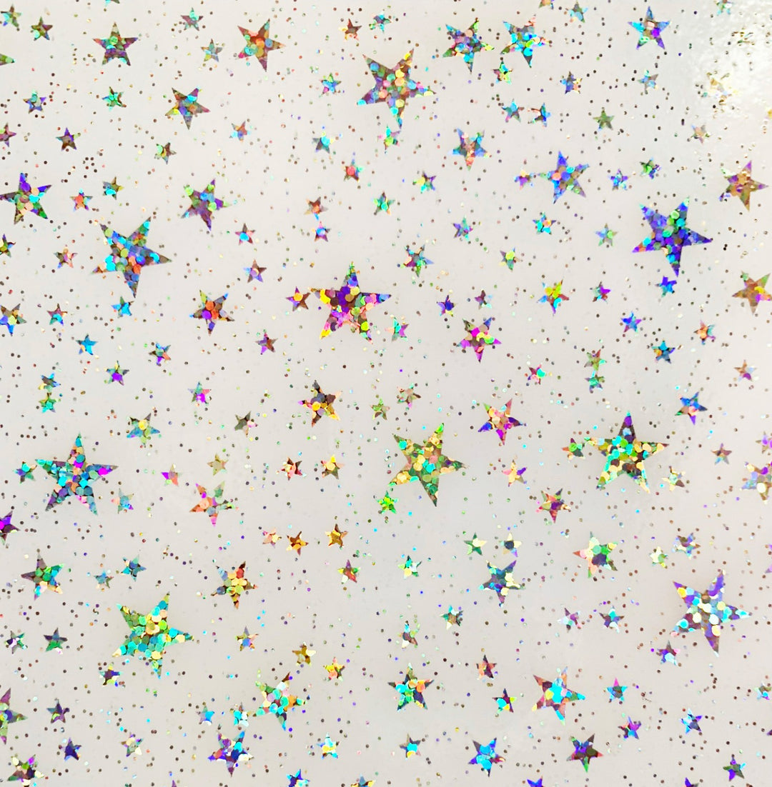 Sew Hungry Hippie - 12 Gauge Clear Glitter Stars Vinyl - 18" x 48"