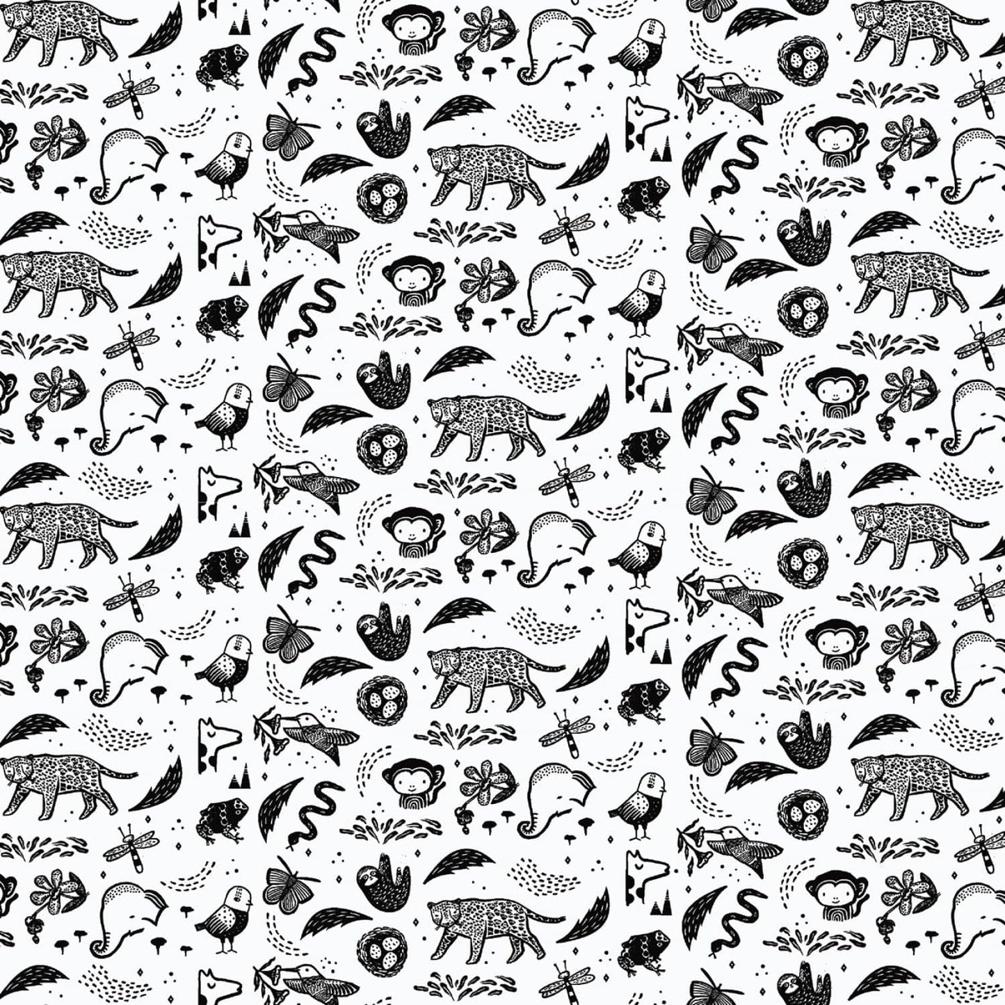 Wee Gallery - Creatures in White - Dear Stella - WG1983-WHITE - Half Yard