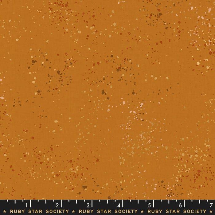 Cotton quilting fabric pattern called 'Earth'. Part of the 'Speckled Metallic' fabric collection. Designed by Ruby Star Society for fabric company Moda Fabrics. SKU: RS5027 26M. 44-45 inch width.