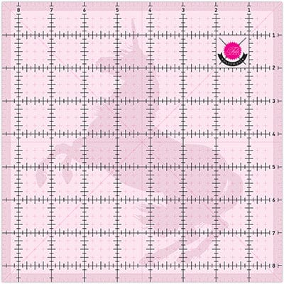Tula Pink clear grip ruler, a Tula Pink hardware quilting notion, size 8.5" x 8.5", SKU: TPSQ8