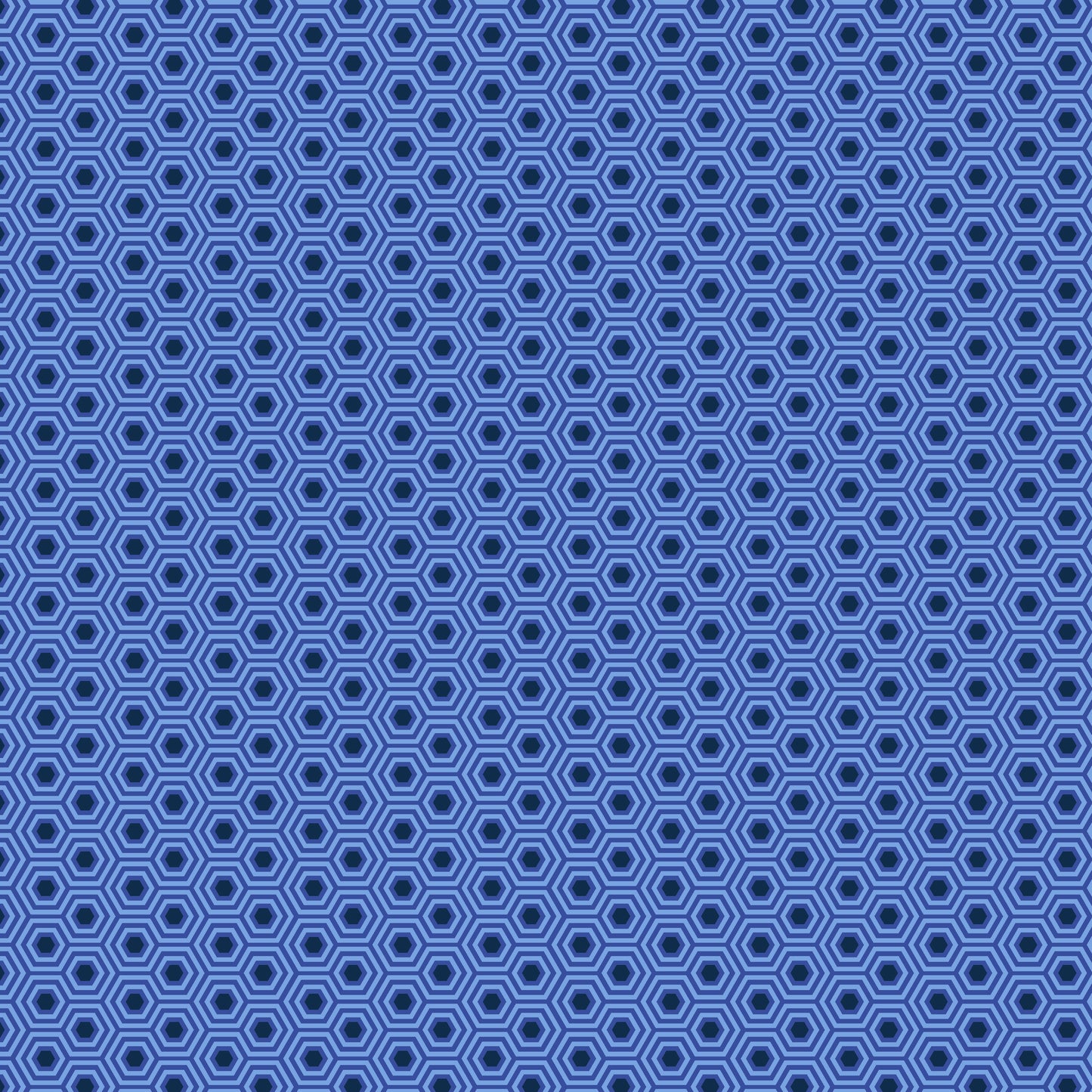 Cotton quilting fabric pattern called 'Hexy in Deep Sea'. Part of the 'True Colors' fabric collection. Designed by Tula Pink for fabric company Free Spirit Fabrics. SKU: PWTP150.DEEPSEA. 44-45 inch width.