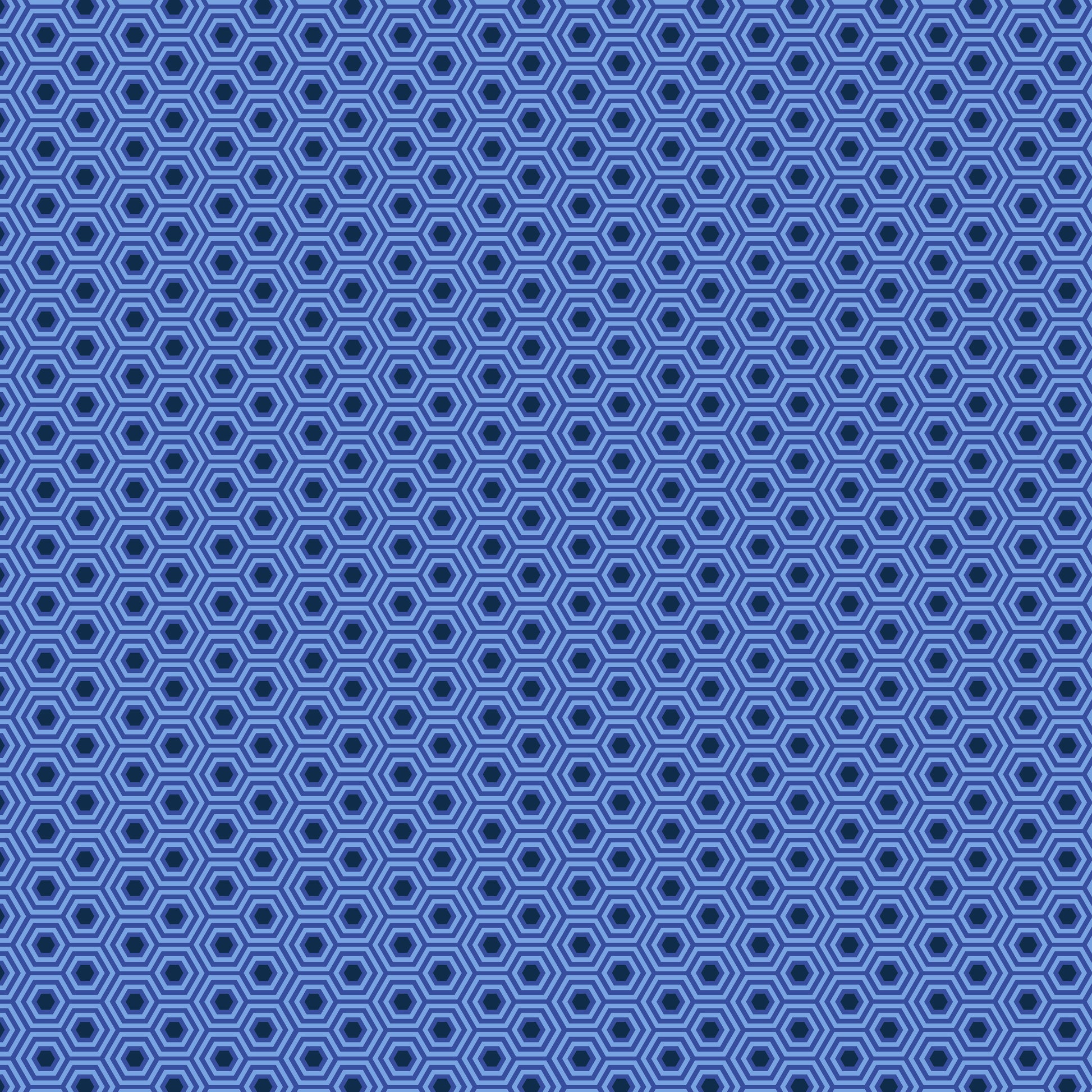 Cotton quilting fabric pattern called 'Hexy in Deep Sea'. Part of the 'True Colors' fabric collection. Designed by Tula Pink for fabric company Free Spirit Fabrics. SKU: PWTP150.DEEPSEA. 44-45 inch width.
