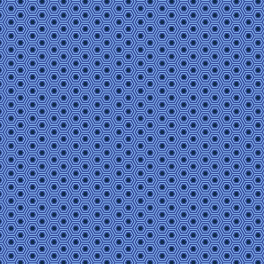 Cotton quilting fabric pattern called 'Hexy in Deep Sea'. Part of the 'True Colors' fabric collection. Designed by Tula Pink for fabric company Free Spirit Fabrics. SKU: PWTP150.DEEPSEA. 44-45 inch width.