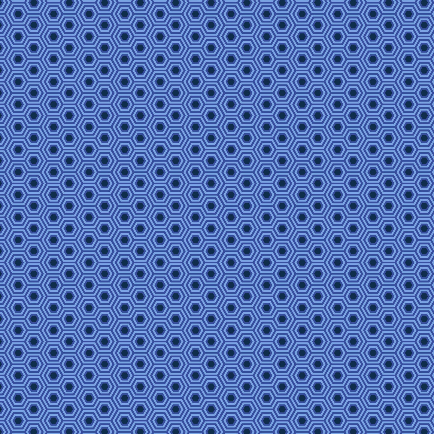 Cotton quilting fabric pattern called 'Hexy in Deep Sea'. Part of the 'True Colors' fabric collection. Designed by Tula Pink for fabric company Free Spirit Fabrics. SKU: PWTP150.DEEPSEA. 44-45 inch width.