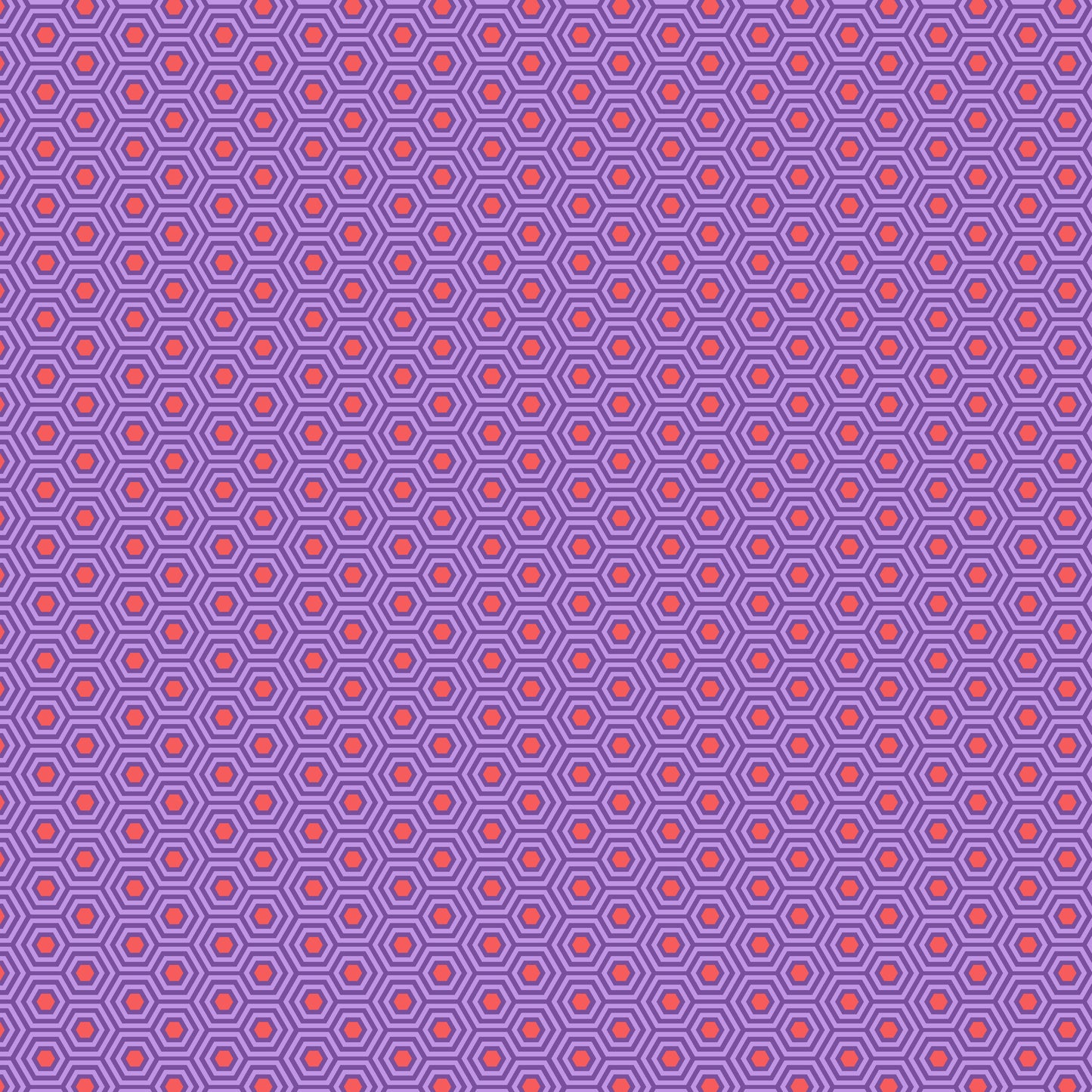 Cotton quilting fabric pattern called 'Hexy in Firefish'. Part of the 'True Colors' fabric collection. Designed by Tula Pink for fabric company Free Spirit Fabrics. SKU: PWTP150.FIREFISH. 44-45 inch width.