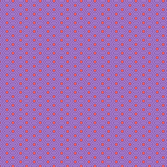 Cotton quilting fabric pattern called 'Hexy in Firefish'. Part of the 'True Colors' fabric collection. Designed by Tula Pink for fabric company Free Spirit Fabrics. SKU: PWTP150.FIREFISH. 44-45 inch width.