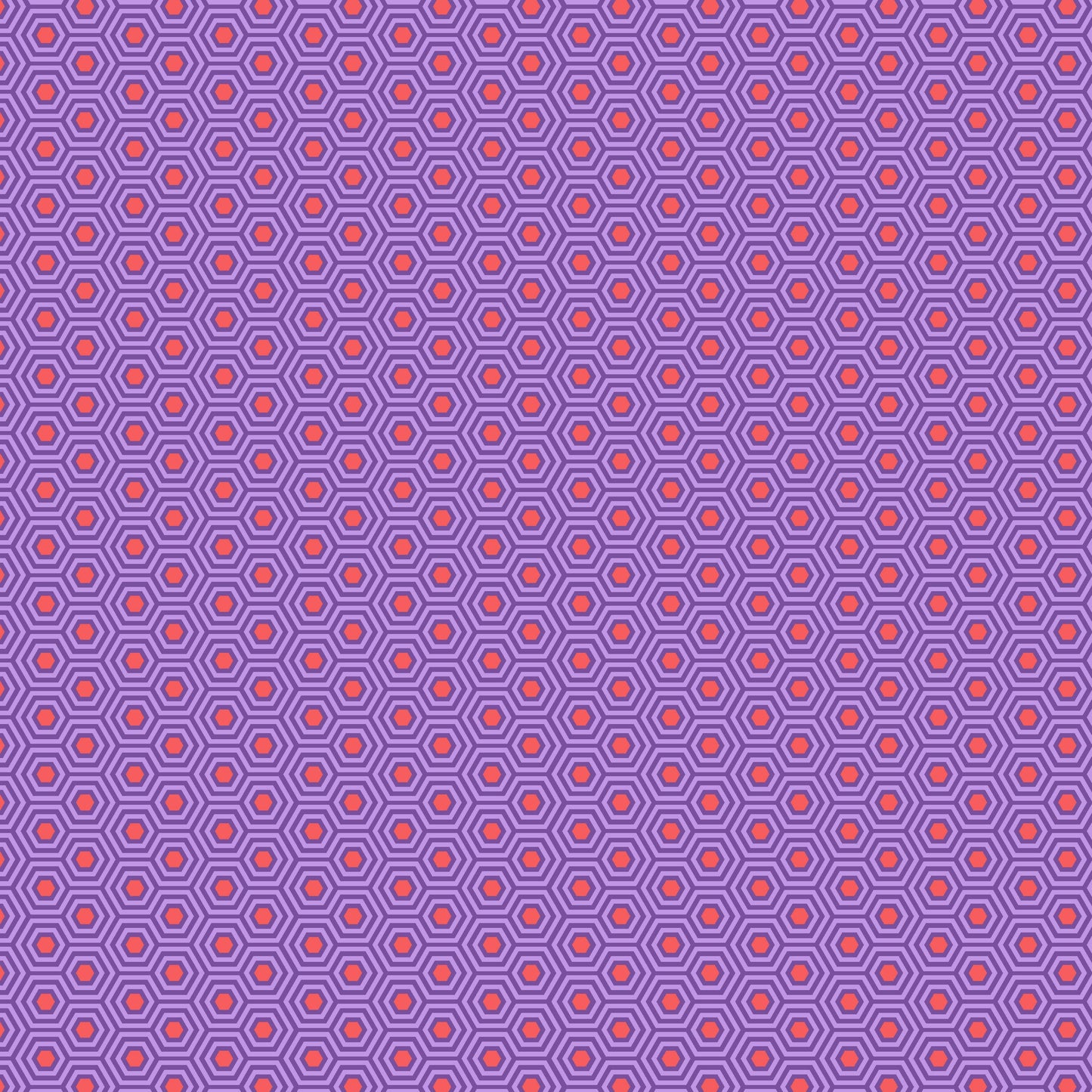 Cotton quilting fabric pattern called 'Hexy in Firefish'. Part of the 'True Colors' fabric collection. Designed by Tula Pink for fabric company Free Spirit Fabrics. SKU: PWTP150.FIREFISH. 44-45 inch width.