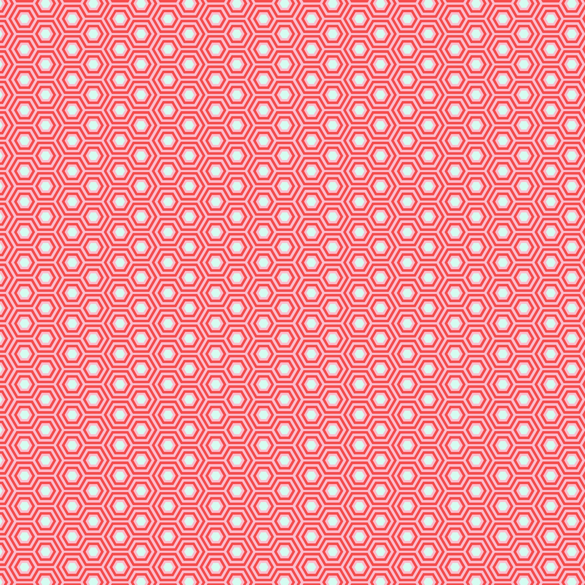 Cotton quilting fabric pattern called 'Hexy in Flamingo'. Part of the 'True Colors' fabric collection. Designed by Tula Pink for fabric company Free Spirit Fabrics. SKU: PWTP150.FLAMINGO. 44-45 inch width.