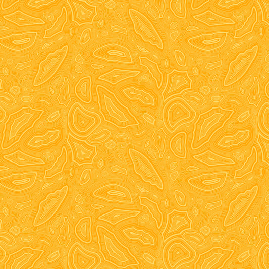 Cotton quilting fabric pattern called 'Mineral in Amber'. Part of the 'True Colors' fabric collection. Designed by Tula Pink for fabric company Free Spirit Fabrics. SKU: PWTP148.AMBER. 44-45 inch width.