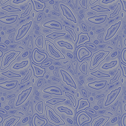 Cotton quilting fabric pattern called 'Mineral in Sapphire'. Part of the 'True Colors' fabric collection. Designed by Tula Pink for fabric company Free Spirit Fabrics. SKU: PWTP148.SAPPHIRE. 44-45 inch width.