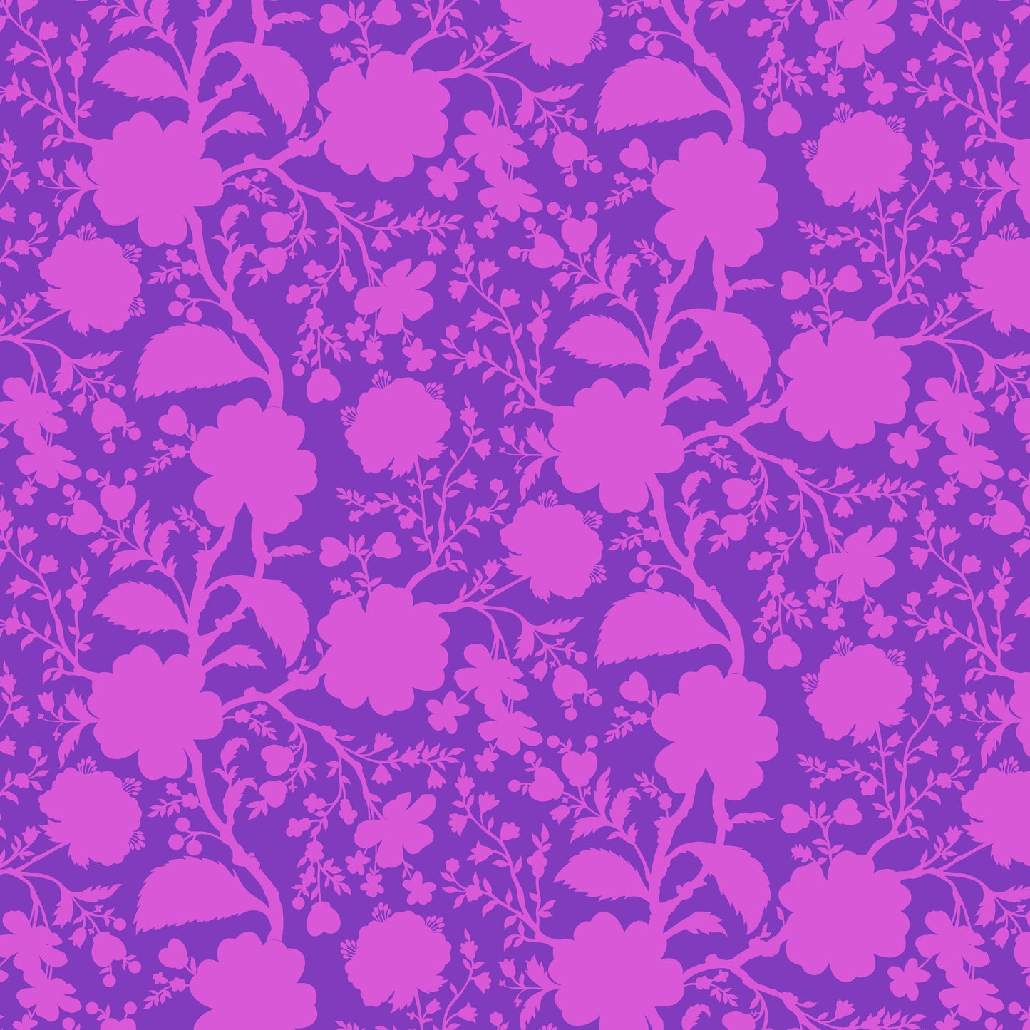 Cotton quilting fabric pattern called 'Wildflower in Dahlia'. Part of the 'True Colors' fabric collection. Designed by Tula Pink for fabric company Free Spirit Fabrics. SKU: PWTP149.DAHLIA. 44-45 inch width.