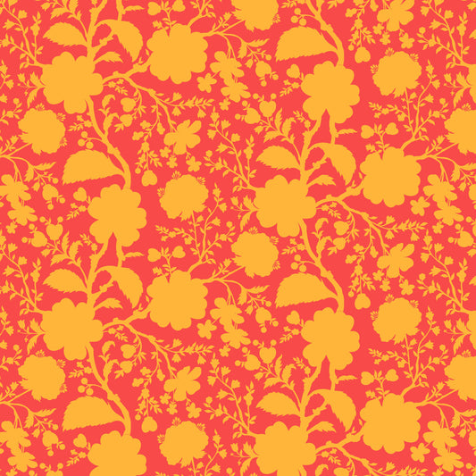 Cotton quilting fabric pattern called 'Wildflower in Snapdragon'. Part of the 'True Colors' fabric collection. Designed by Tula Pink for fabric company Free Spirit Fabrics. SKU: PWTP149.SNAPDRAGON. 44-45 inch width.