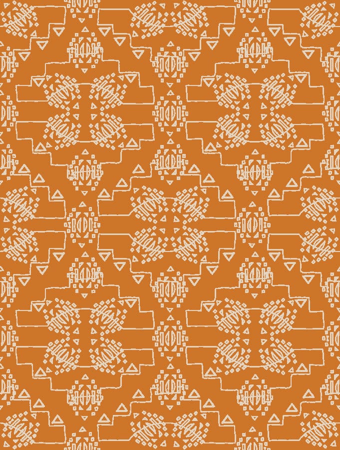 Cotton quilting fabric pattern called 'Volcanic Rose in Sun'. Part of the 'South Sister' fabric collection. Designed by Ash Cascade for fabric company RJR Fabrics. SKU: AC305-SU3. 44-45 inch width.