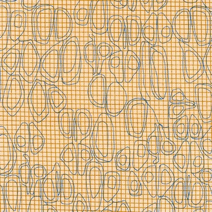 Cotton quilting fabric pattern called 'Geometric in Ice Peach'. Part of the 'Kept' fabric collection. Designed by Carolyn Friedlander for fabric company Robert Kaufman. SKU: AFR-20135-362. 44-45 inch width.