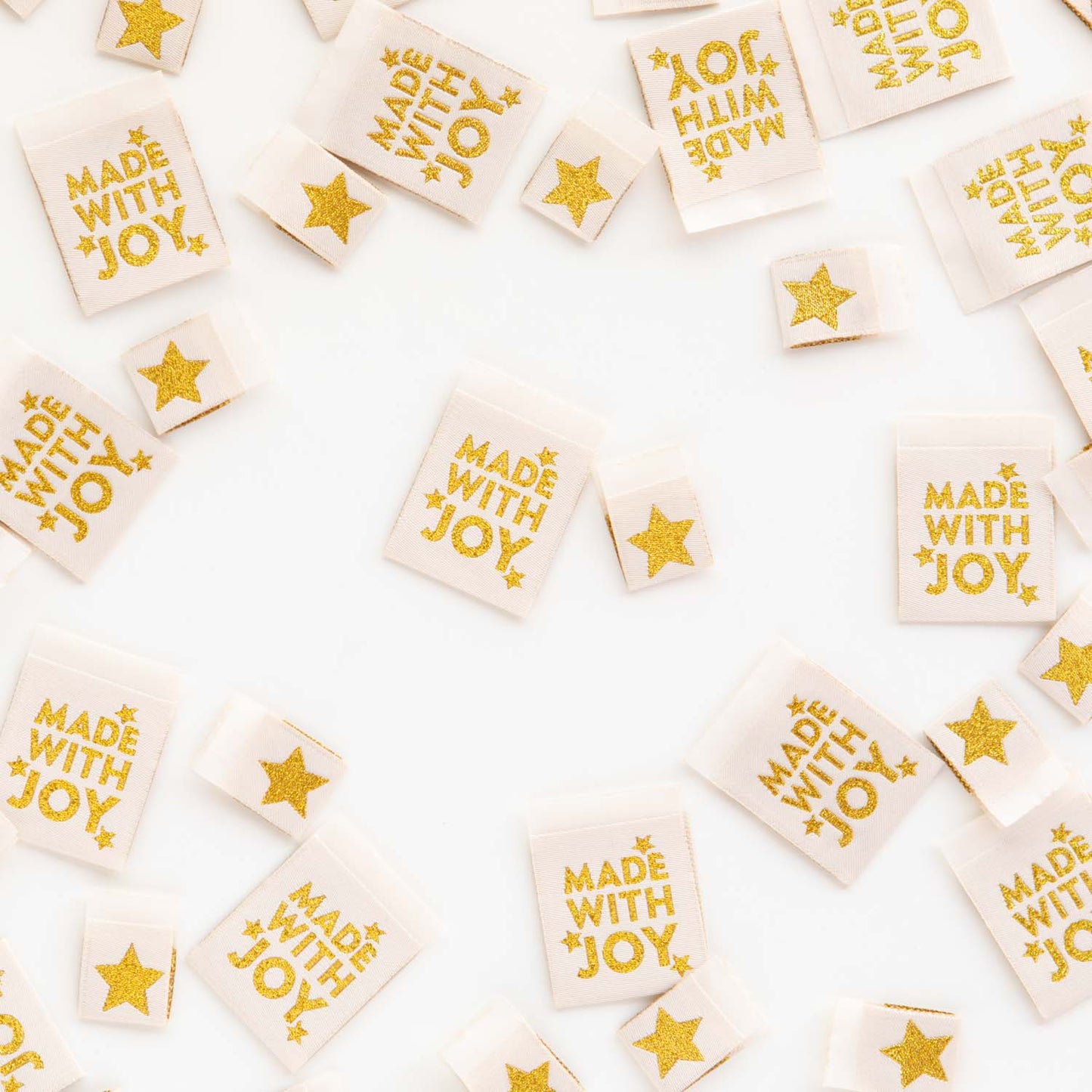 Sarah Hearts - Made with Joy Gold - Sewing Woven Clothing Label Tags - SH070610