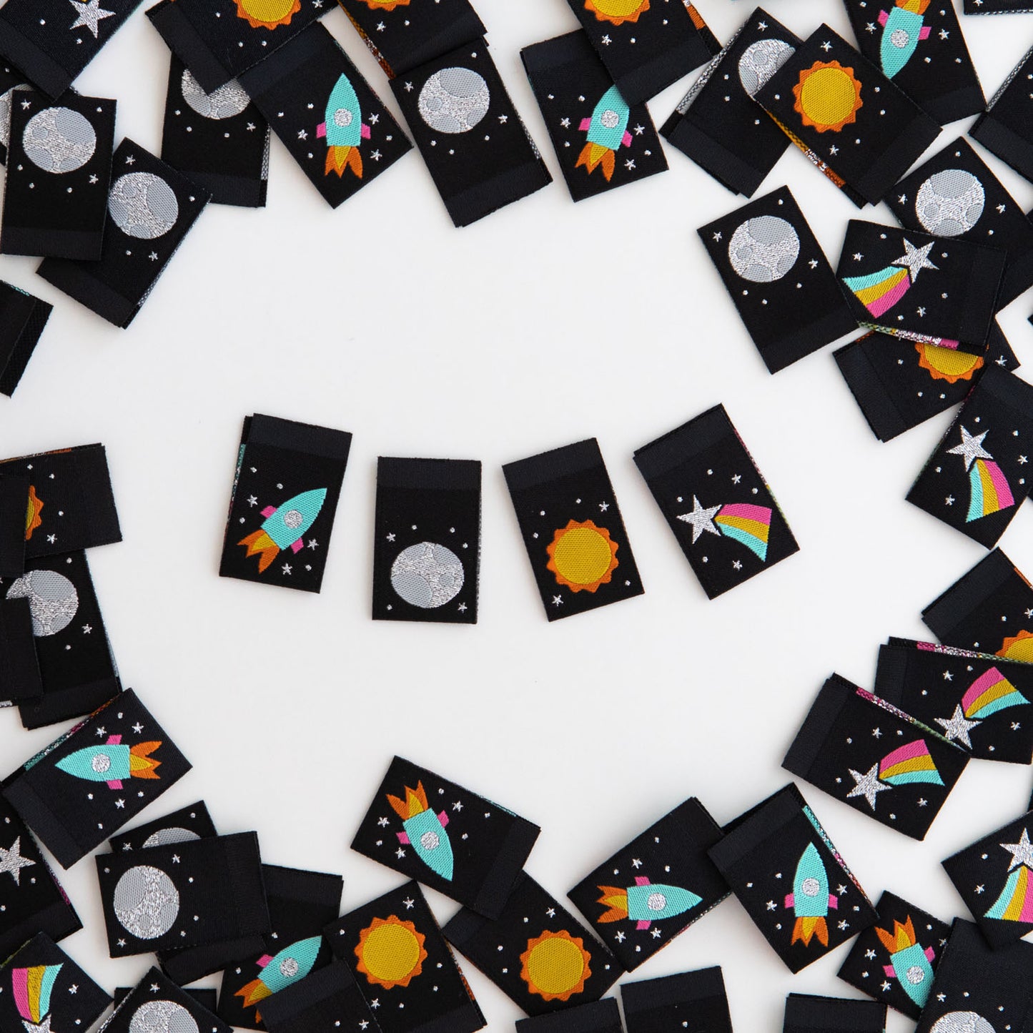 Sarah Hearts - Space Multipack - Sewing Woven Clothing Label Tags - LP137