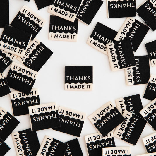 Sarah Hearts - Thanks I Made It (organic cotton) - Sewing Woven Clothing Label Tags - SH960189