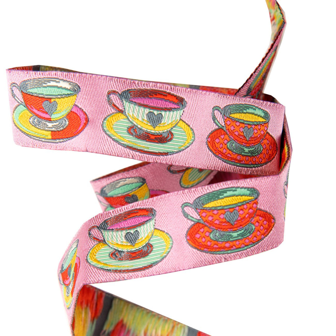 Renaissance Ribbons - Tula Pink Curiouser & Curiouser - Tea Time in Pink - TK-73/22mm col 2 - One Yard
