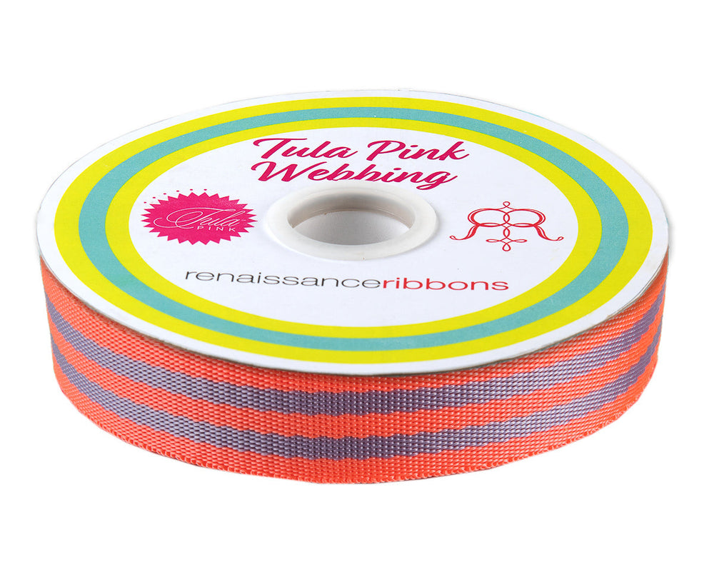 Renaissance Ribbons - 1" Tula Pink Webbing - Tula Pink Webbing in Lavender and Pink - TKS-91 1" Col 06 - One Yard